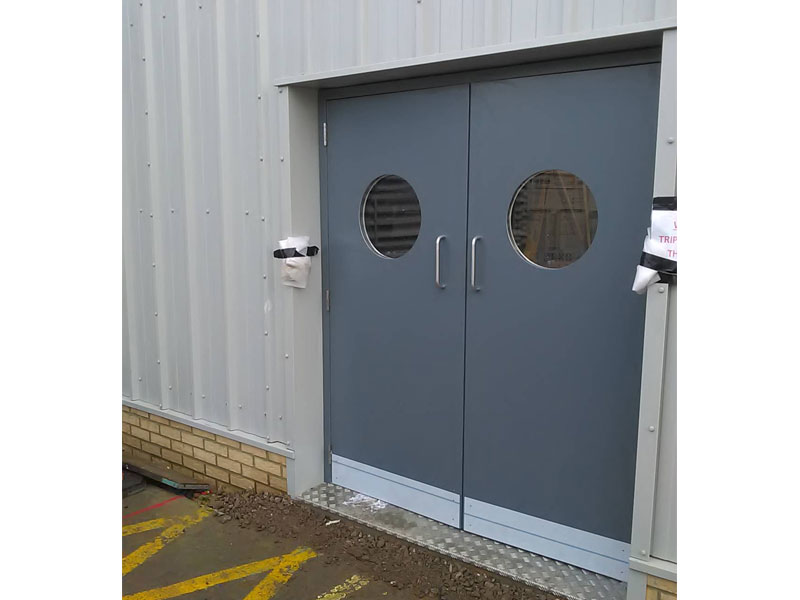 Marine grade industrial steel doors